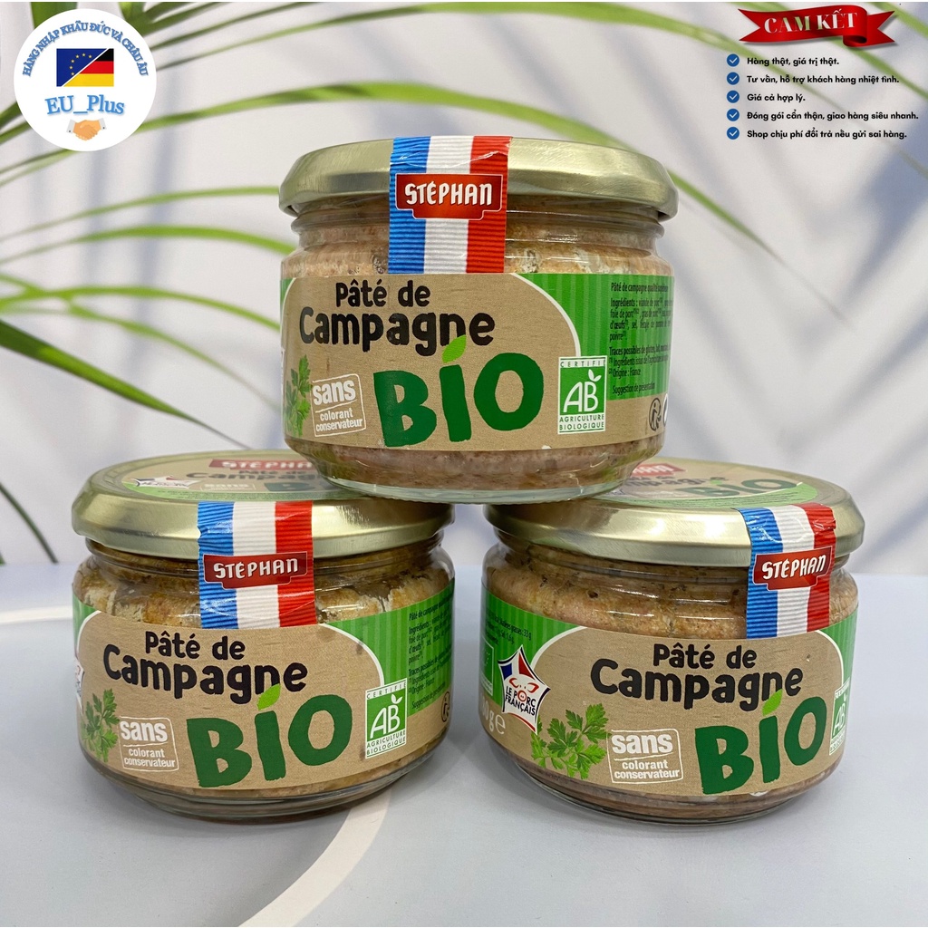 Pate Stephan đồng quê hữu cơ vị ớt đỏ - 180g - Pháp