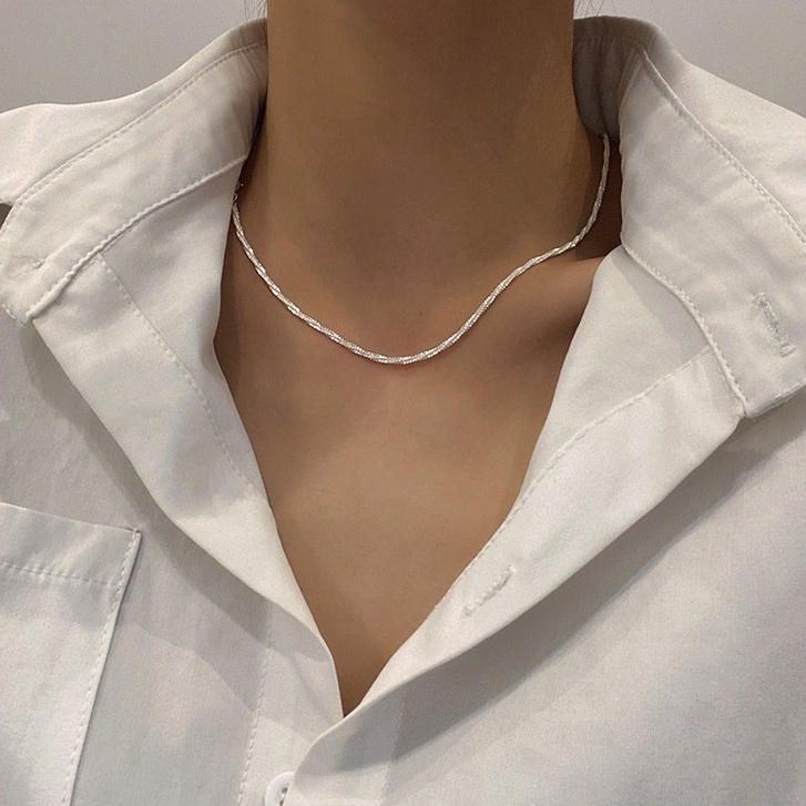 (0628) Dây Chuyền Bạc S925 Hàn Quốc Sợi Đơn Nhẹ Nhàng Cuốn Hút Xinh Xắn