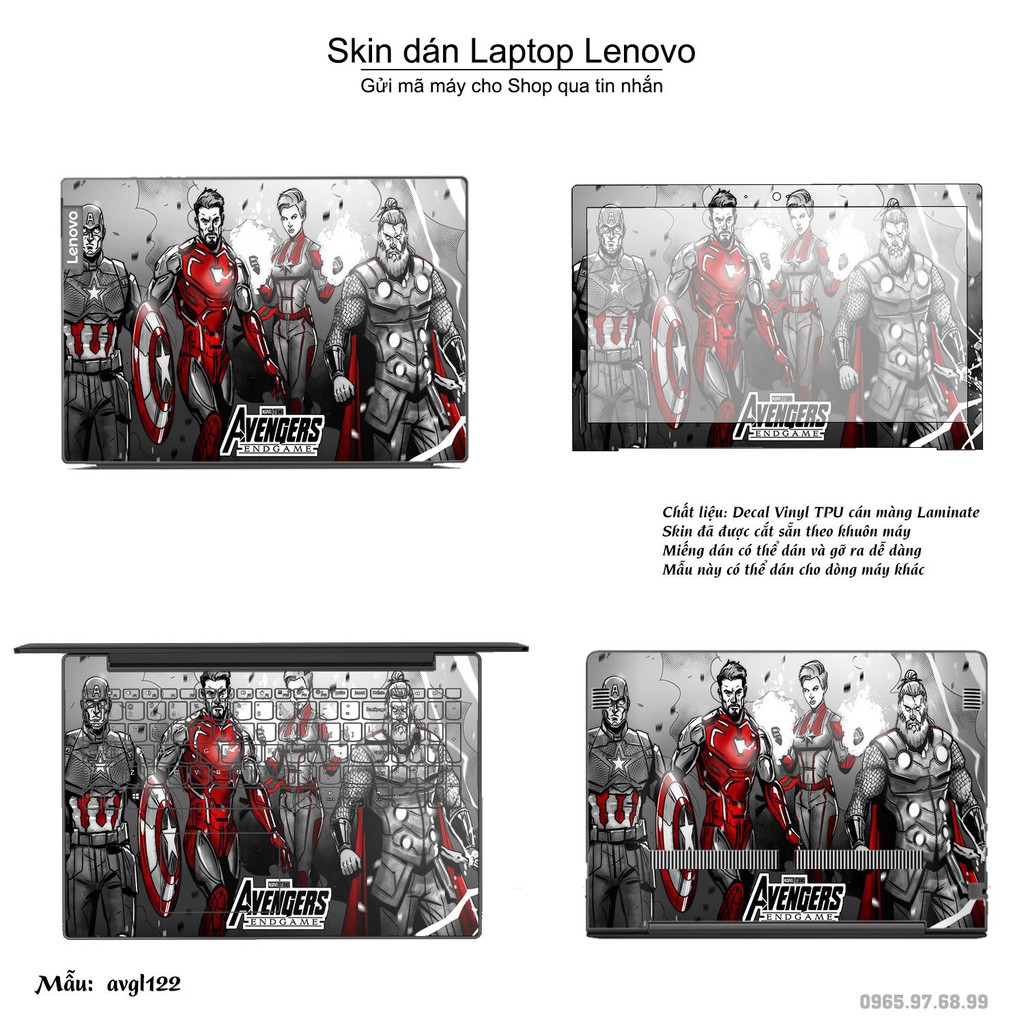 Skin dán Laptop Lenovo in hình Avenger _nhiều mẫu 3 (inbox mã máy cho Shop)