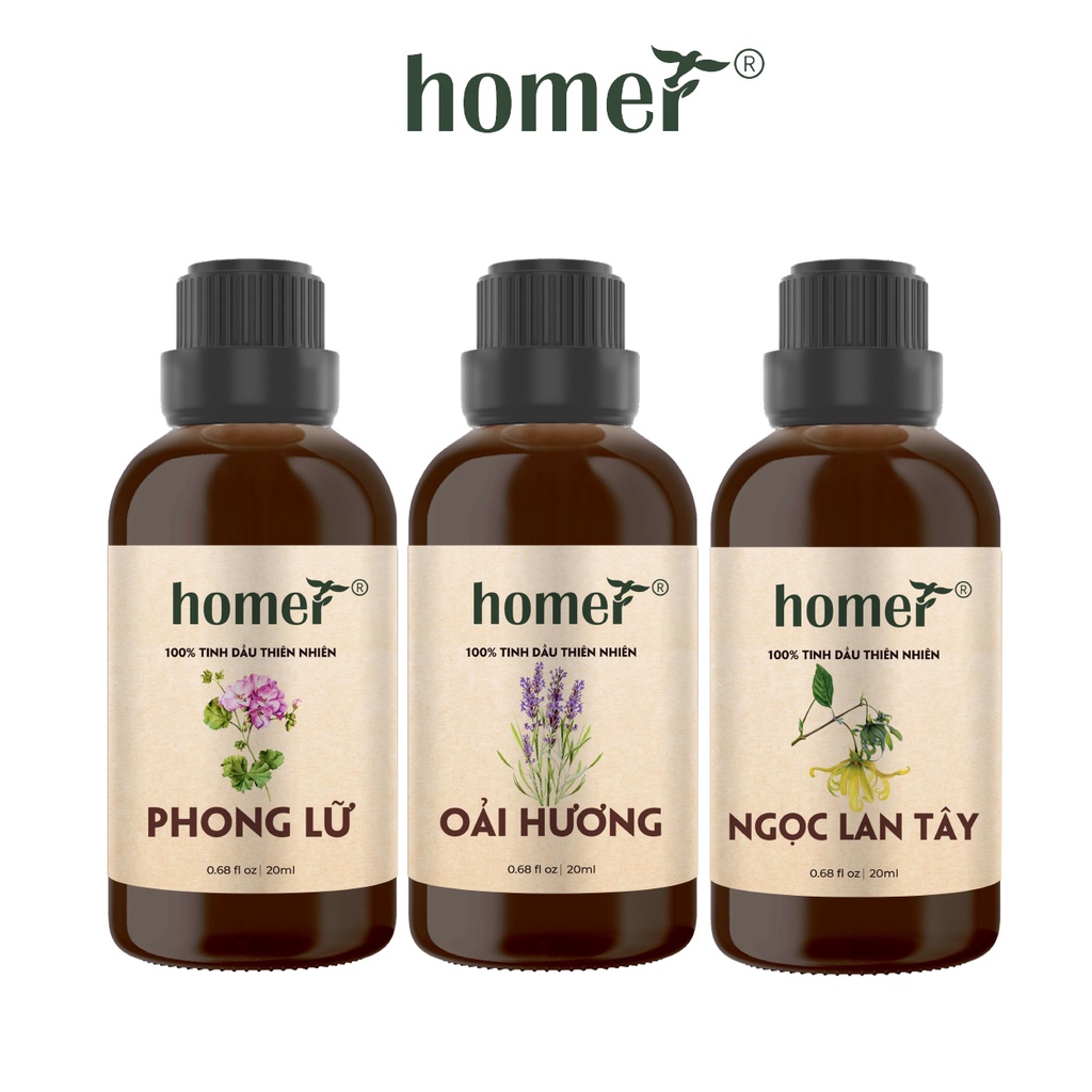 Combo 3 tinh dầu Phong Lữ + Oải Hương + Ngọc Lan Tây Homer 20ml/chai