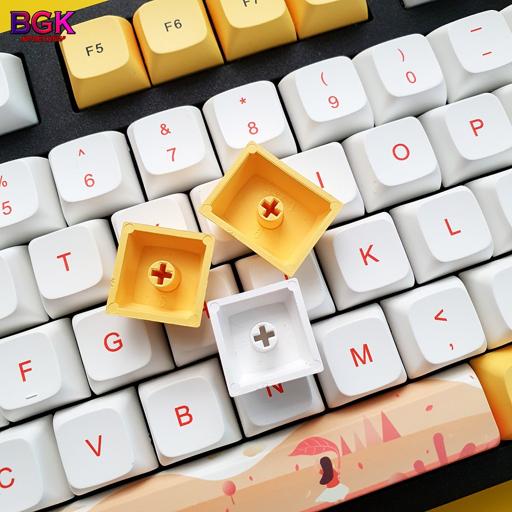 Bộ Keycap XDA PBT 129 Phím  Mùa Thu Vàng Autumn Cực Đẹp in Dye-Sub Font chữ to ( hỗ trợ layout  61 64 87 104 108 Phím )