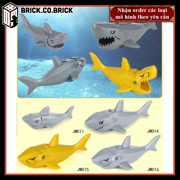 Đồ chơi lắp ráp minifigure và non lego mô hình động vật và thú rừng xanh Cá mập, Cá sấu - Animals JM014 - JM016