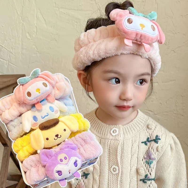 Băng đô cài tóc rửa mặt Phủ Lông Họa Tiết Hoạt Hình Phong Cách Hàn Quốc Xinh Xắn Dành Cho Nữ