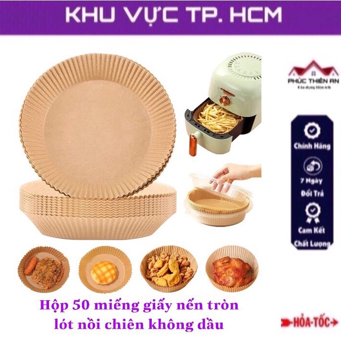 Hộp 50 miếng giấy nến tròn dùng cho nồi chiên không dầu