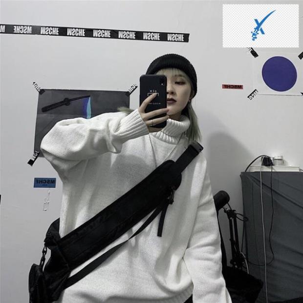 Áo len đôi cổ lọ cổ cao form rộng dáng dài oversize unisex nam nữ