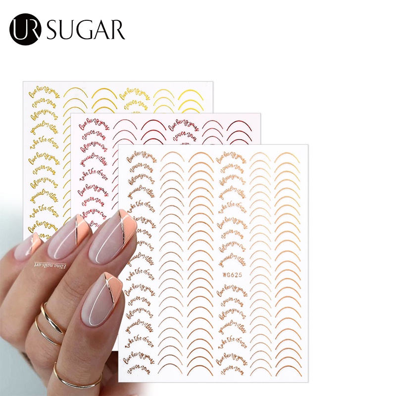 Decal trang trí móng tay UR SUGAR họa tiết kẻ sọc 3D