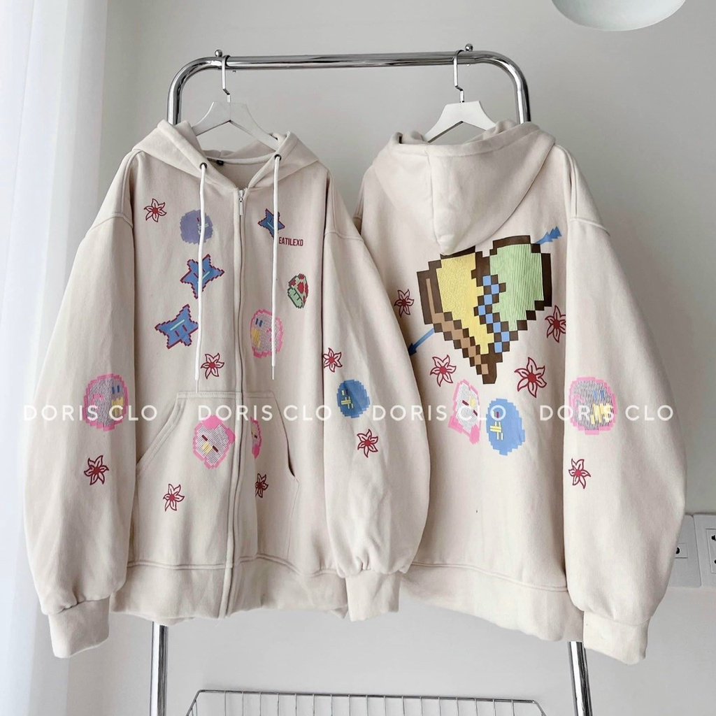 Áo Khoác Hoodie & Sweater Nữ Logo In Hình Ngôi Sao Phối Tim Full Chất Thun Nỉ Mềm Mịn Cao Cấp TPkhoac