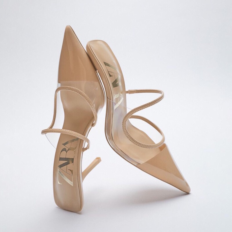 GIÀY CAO GÓT ZARA VINYL MÀU NUDE HÀNG TUỒN