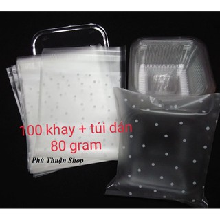 BỘ 100 KHAY VÀ TÚI DÁN TRUNG THU 80 GRAM HÌNH CHẤM BI