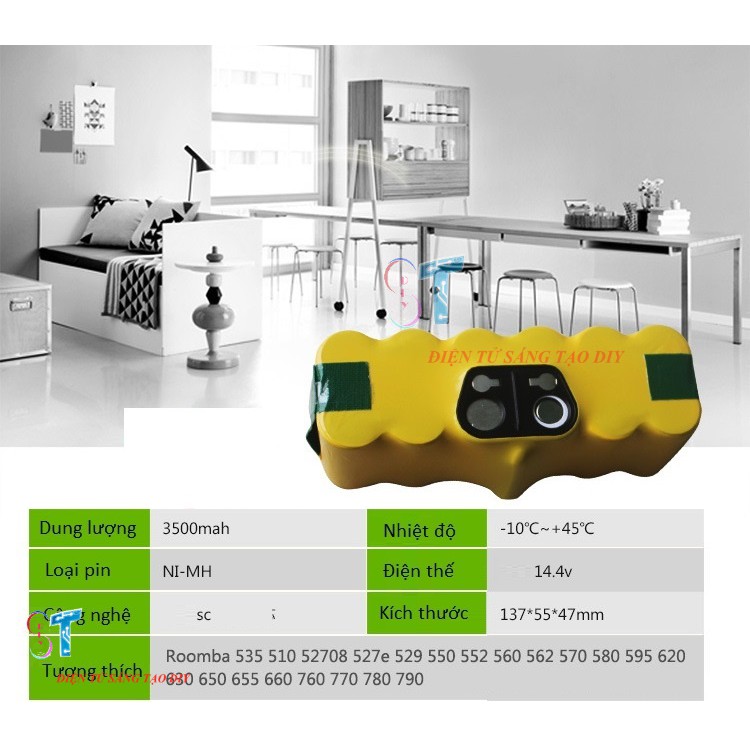 Khối Pin Sạc NiMH Irobot Roomba 14.4V 3500mAh Chuyên Dùng Cho Robot Hút Bụi