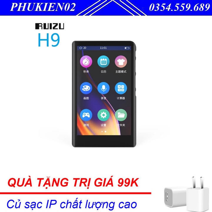 (Quà tặng 99k) (Hỗ Trợ Tiếng Việt) Máy Nghe Nhạc Lossless MP3 MP4 Bluetooth Màn Hình Cảm Ứng Ruizu H9 Bộ Nhớ 16-32GB