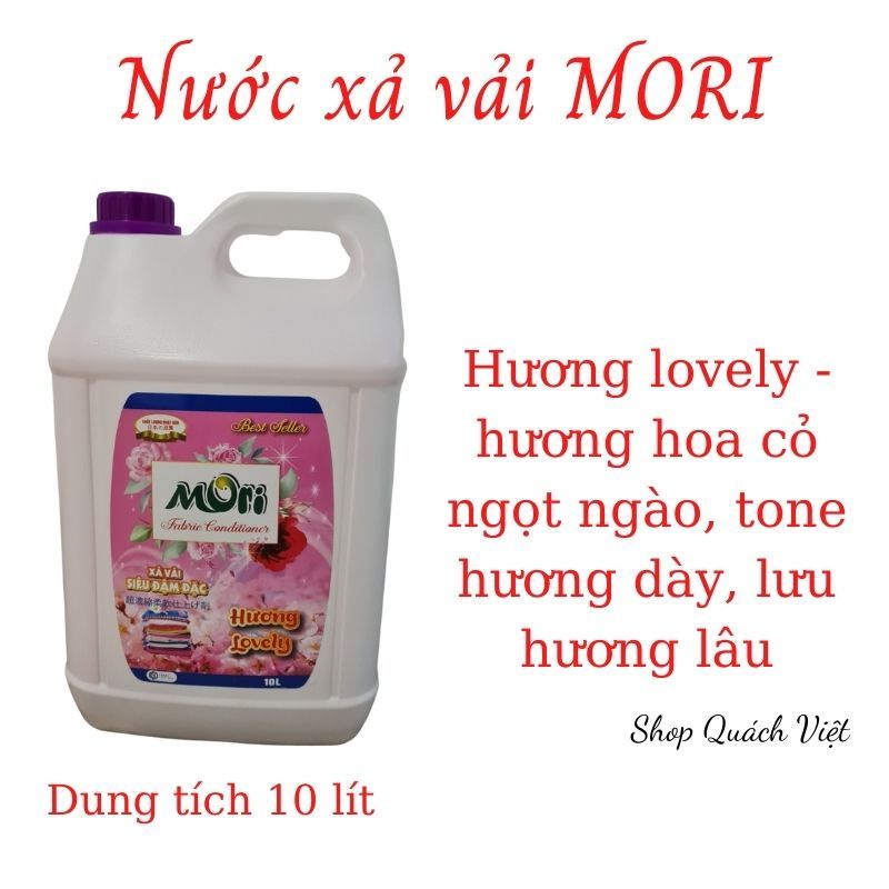 Nước xả vải MORI hương lovely, xả làm mềm vải, can 5L, quachviet208