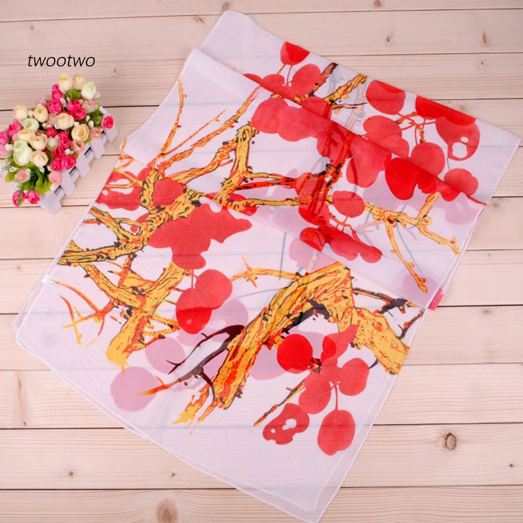 Khăn Choàng Chiffon Dài In Họa Tiết Cây Cối Thời Trang Cho Nữ