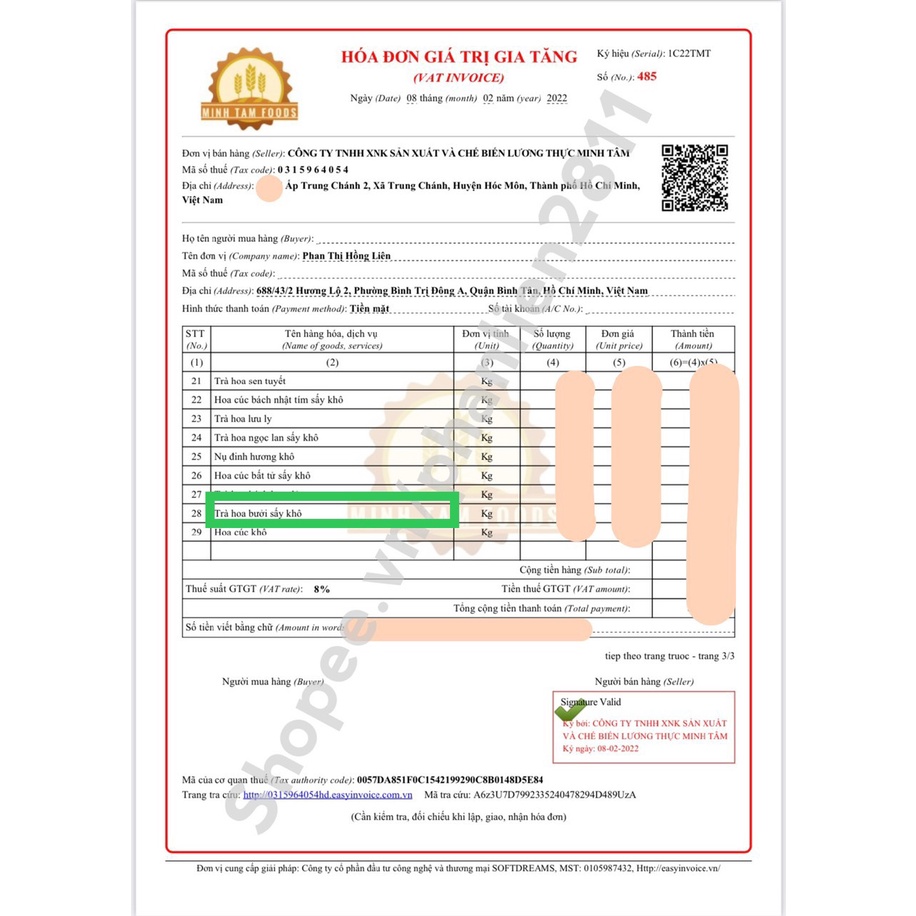 Hoa bưởi sấy khô 100g