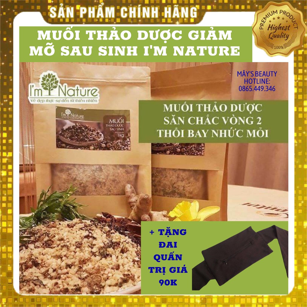 (Hot) Muối Thảo Mộc Giảm Nhanh Chóng Mỡ Bụng Cho Mẹ Sau Sinh I'm Nature 1Kg
