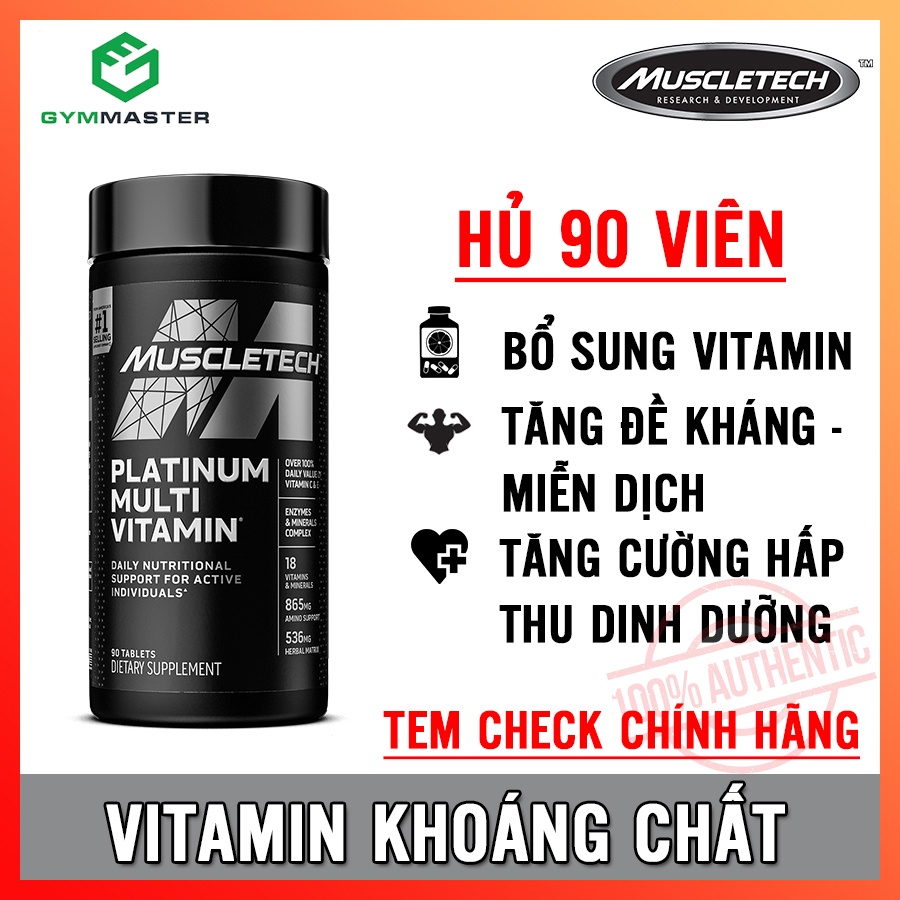 Viên uống Vitamin tổng hợp bổ sung dưỡng chất Platinum MultiVitamin MuscleTech - Hàng phân phối chính hãng 100%