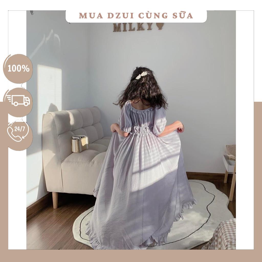 Đầm / váy cho bé tay phồng công chúa màu xám ghi - hàng thiết kế mẹ & bé  dtk-89