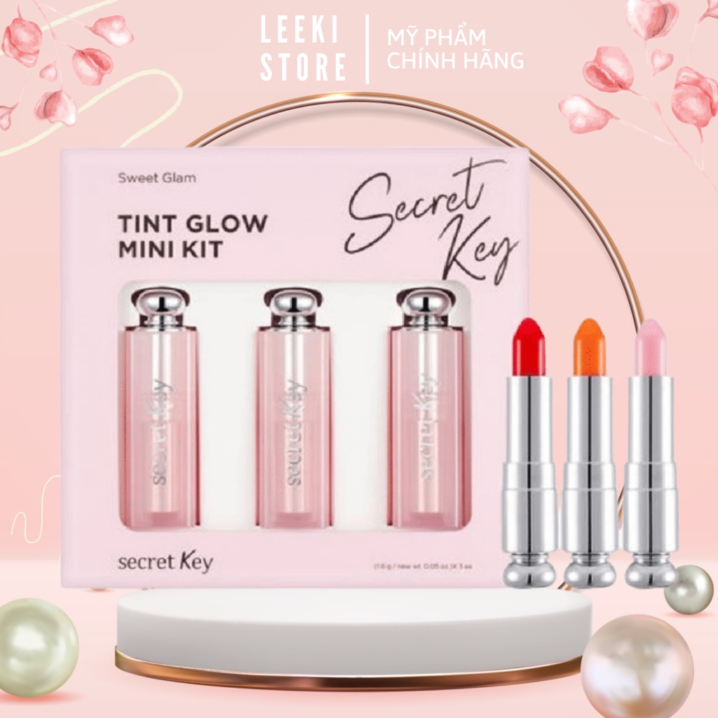 (NEW) Set Son Dưỡng 3 Cây Mini Secret Key Sweet Glam Tint Glow