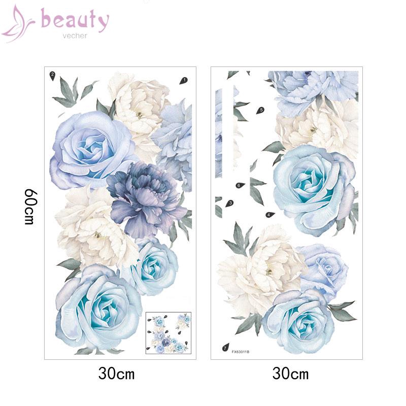 Set 2 miếng dán tường hình hoa trang trí nhà cửa