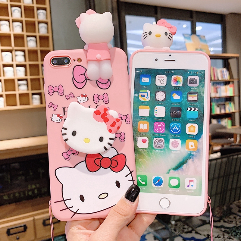 Ốp điện thoại hello kitty màu hồng thích hợp cho Iphone iPhone 6S 7 8 Plus X Xs Xr XS Max