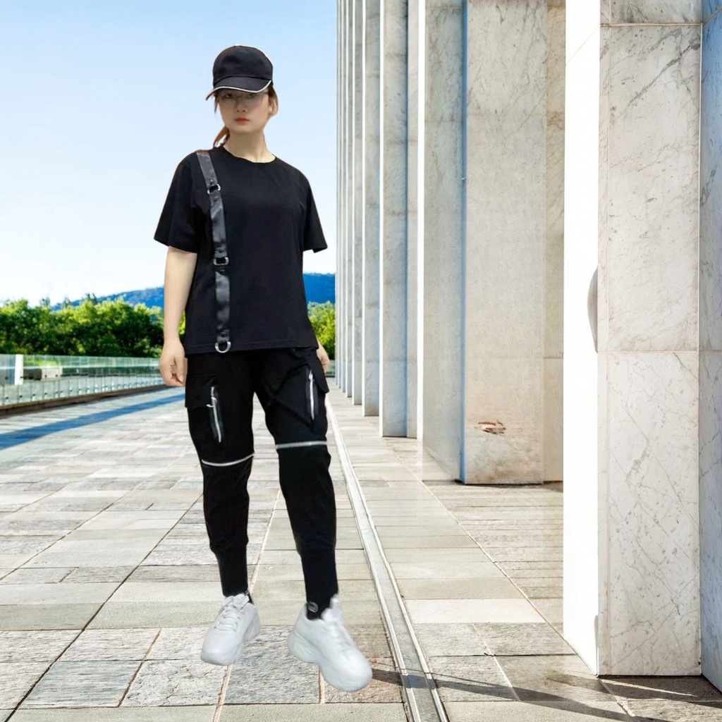 Áo cộc nữ phủ quần chất cotton đính dây GAHIKHA