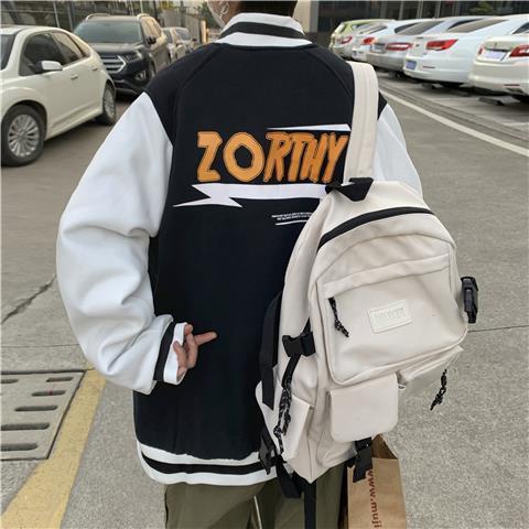 Baseball uniform jacket men's fashion brand loose ins stitching contrast color couple's tops large size handsome men spr