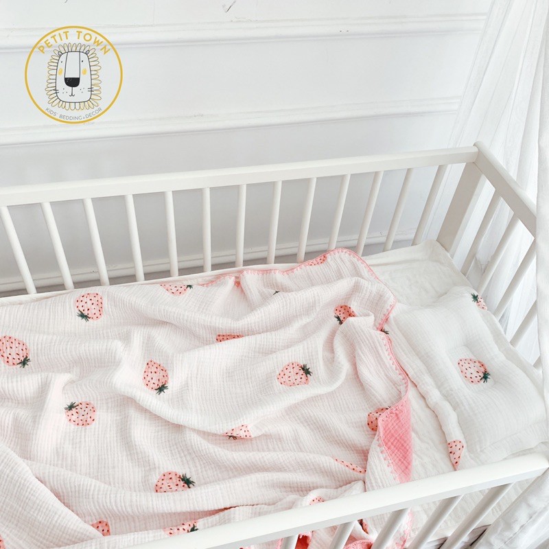 Set chăn gối muslin 6 lớp, cotton hữu cơ