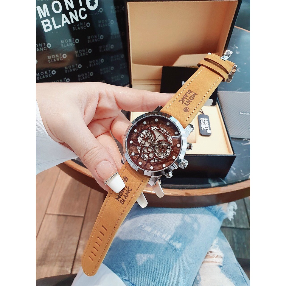 ĐỒNG HỒ NAM MONT-BLANC CHRONOGRAPH LỊCH KHUYẾT , DÂY DA SIZE 44MM