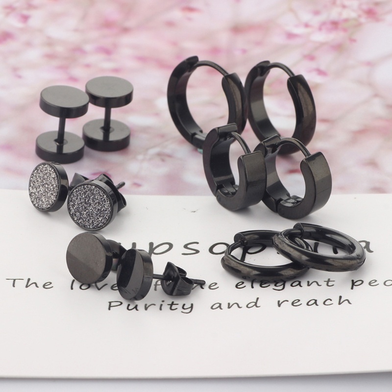 Set 6 Đôi Khuyên Tai Bằng Thép Không Gỉ Phong Cách Punk Rock Gothic Thời Trang Unisex