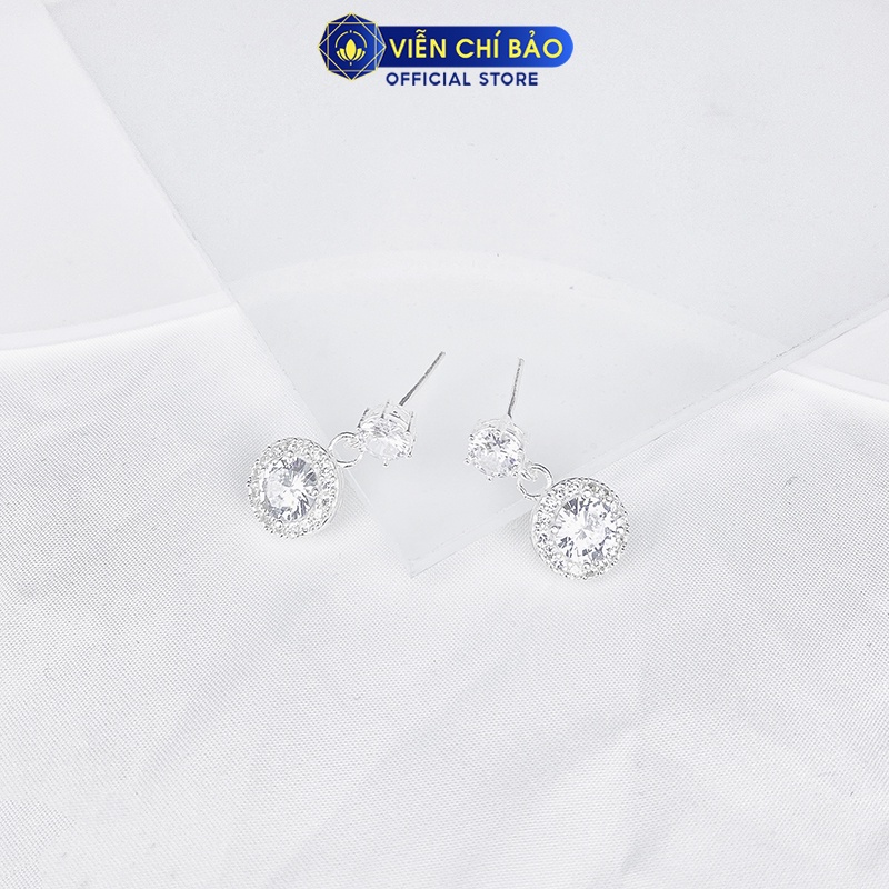 Bông tai bạc nữ tròn thả lấp lánh chất liệu bạc 925 thời trang phụ kiện trang sức nữ Viễn Chí Bảo B400236