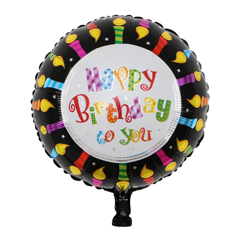 Bong Bóng Lõi Nhôm Hình Tròn In Chữ Happy Birthday Hoạt Hình 18 inch Trang Trí Tiệc Sinh Nhật