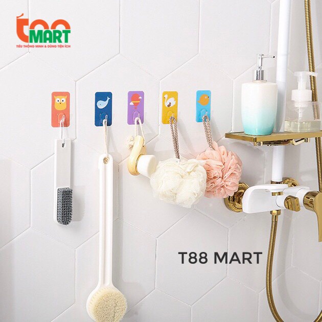 Móc dán móc treo vật dụng nhỏ bằng nhựa cao cấp, siêu dính và chịu lực đến 2kg hình động vật dễ thương