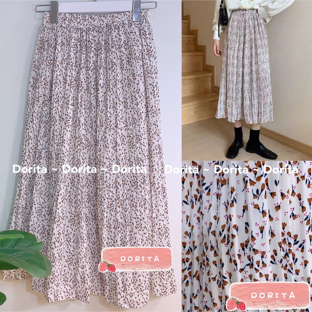 [Mã FAMAYWA giảm 10K đơn 50K] Chân váy hoa nhí vintage hàng Quảng Châu, Chân hoa nhí Ulzzang xếp ly | BigBuy360 - bigbuy360.vn