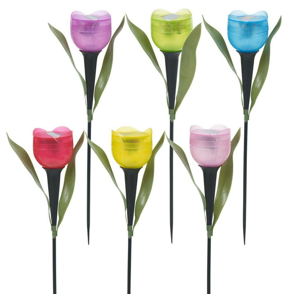 Set 6 Đèn Trang Trí Lối Đi Sân Vườn Sử Dụng Năng Lượng Mặt Trời Hình Bông Hoa
