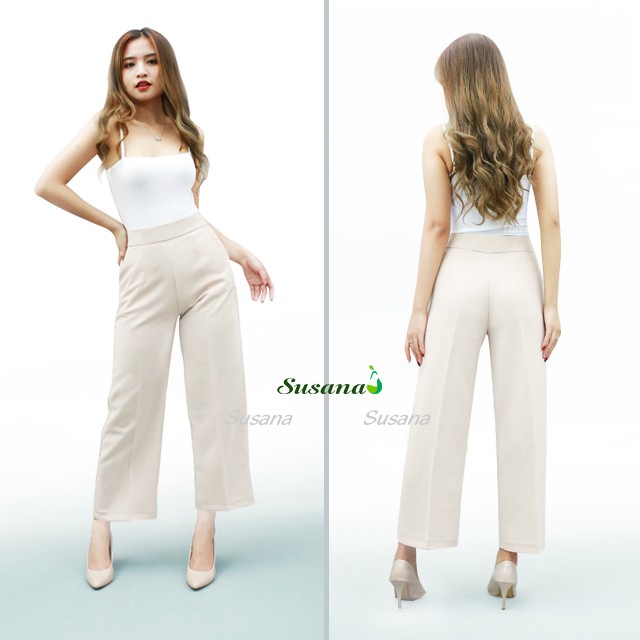 Quần Ống Rộng nữ , Culottes Susana, dáng dài, trơn, vải vitex cao cấp