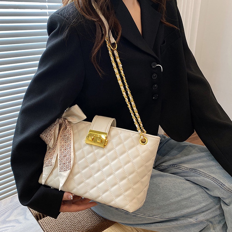 Túi Đeo Chéo Hình Vuông Cỡ Lớn Phối Dây Đeo Sợi Xích Thời Trang Cho Nữ