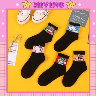 Tất cổ cao Mivino tất đen in hình nhân vật Shin ngộ nghĩnh cực đẹp TN129