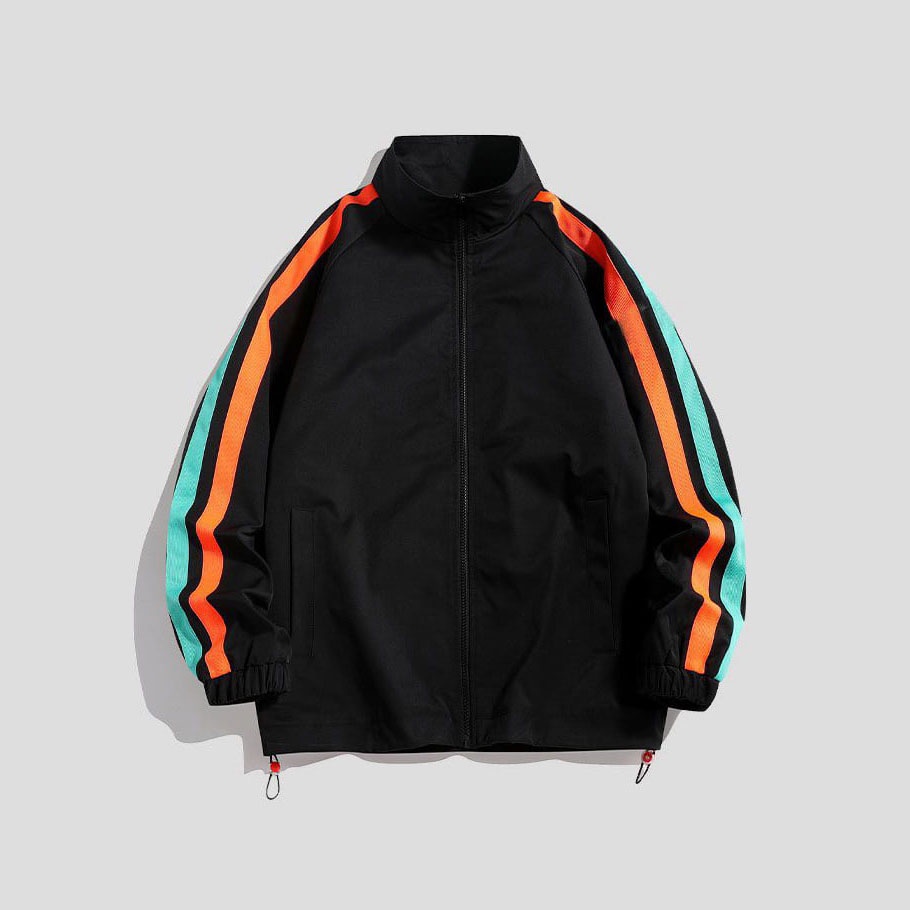 Áo Khoác Nam Nữ Cao Cấp 2 Lớp Phối Sọc Cam Xanh | Áo Khoác Mr94