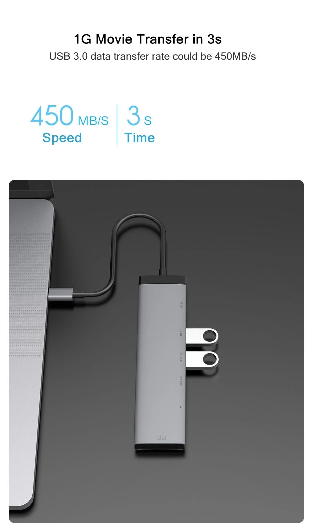 Bộ Chia Cổng Usb-C Hub 7 Trong 1 3 Cổng Usb 3.0 Hỗ Trợ Đọc Thẻ Nhớ Sd 4k | BigBuy360 - bigbuy360.vn