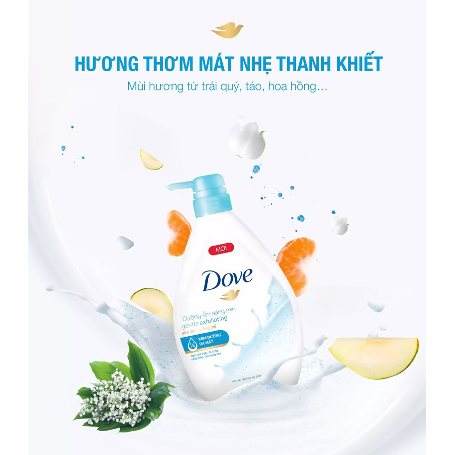 Bộ Sữa Tắm Dưỡng Thể Dove Dưỡng Ẩm Chuyên Sâu 530g tặng STDT tinh chất oải hương 120g.