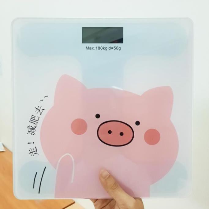 Cân điện tử trọng tải lên tới 180kg họa tiết con lợn màu hồng dễ thương