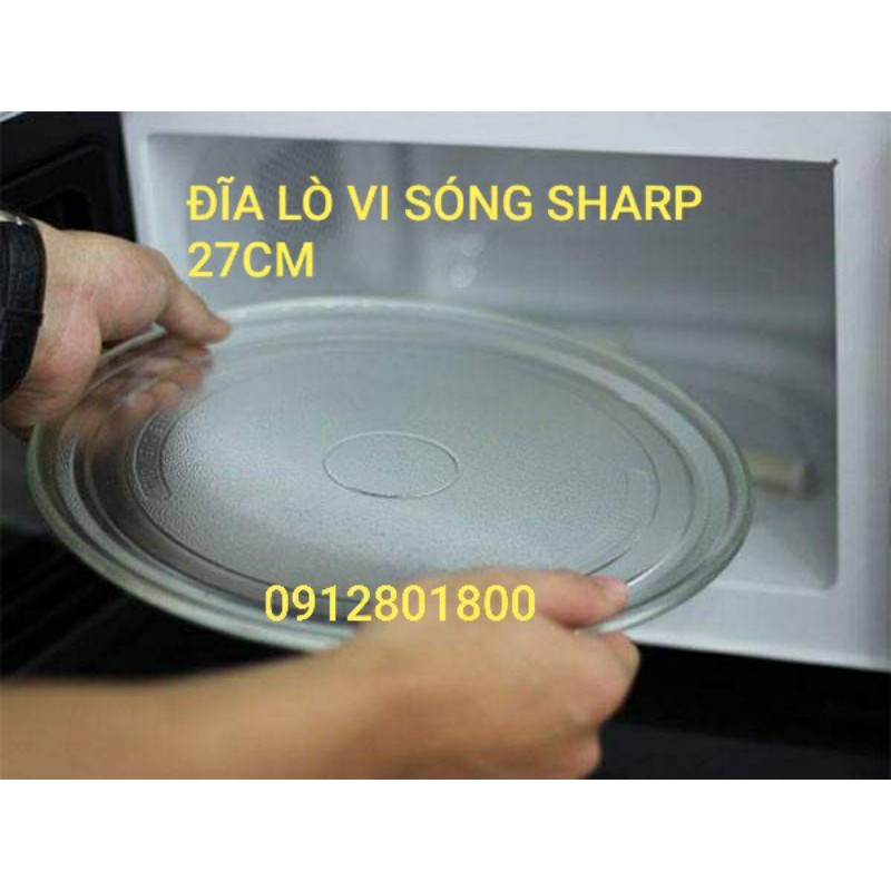 Đĩa thủy tinh lò vi sóng Sharp 27cm đĩa trơn Chính Hãng