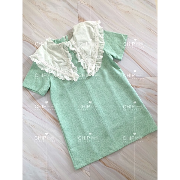 VÁY SUÔNG TWEED CỔ NƠ BÈO KOREA STYLE