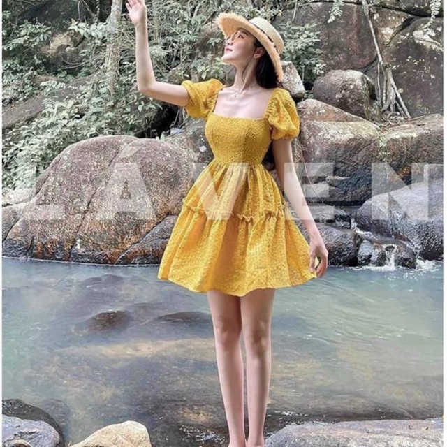 [Dự Tiệc] Đầm đi tiệc nhũ lông khoét lưng phồng