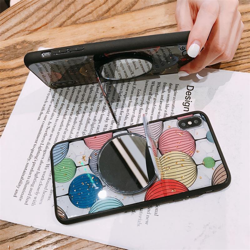 Casing iPhone 11 Pro Max X XS MAX 7 8 6 6S Plus TPU Soft Case Full Cover Mirror Holder