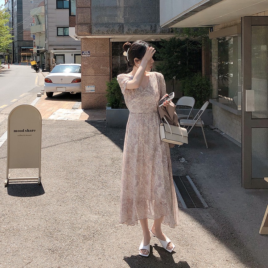 Đầm Voan Hoa Phong Cách Retro Thanh Lịch Cho Nữ 42883
