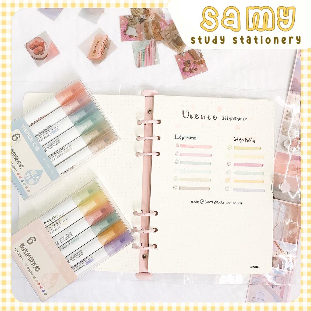 SET BÚT HIGHLIGHT VIENCE BÚT DẠ QUANG ĐÁNH DẤU BÀI TAKE NOTE BULLET JOURNAL