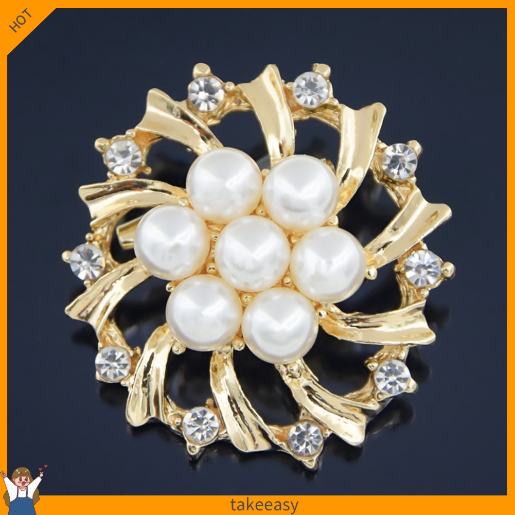 Ghim CàI ÁO HìNh Hoa ĐíNh Kim Cương NgọC Trai Giả ThờI Trang Cho Nữ