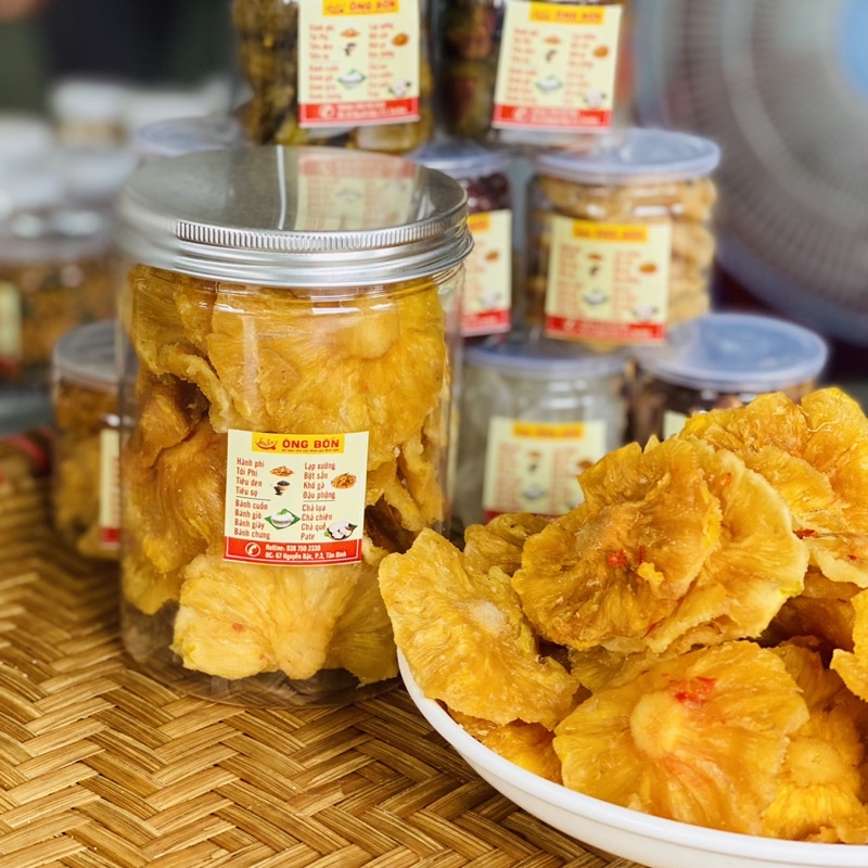 Khóm Sấy Dẻo Loại Đặc Biệt - Vị Muối Ớt - Dẻo, Ngọt Tự Nhiên