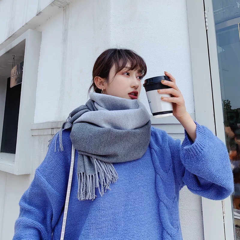 KHĂN CHOÀNG CASHMERE LÔNG CỪU MÀU TRƠN 2 MẶT SIÊU TO GIỮ ẤM NGÀY ĐÔNG